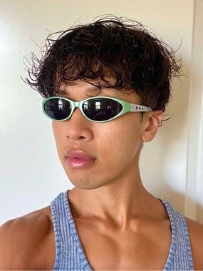 Vintage Y2K Gray-Green Plastic Sunglasses